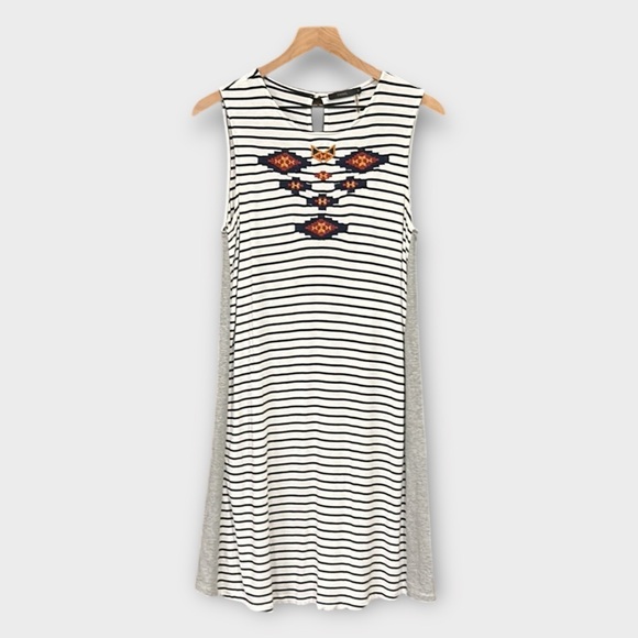 THML Dresses & Skirts - THML Striped Embroidered Sleeveless Knee Length Dress Size Small